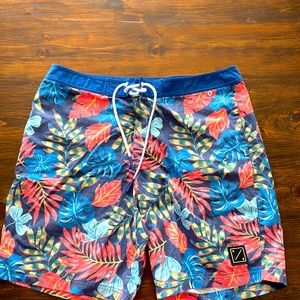 American Eagle Outfitters Blue and Orange Board Shorts Vibrant Swimwear